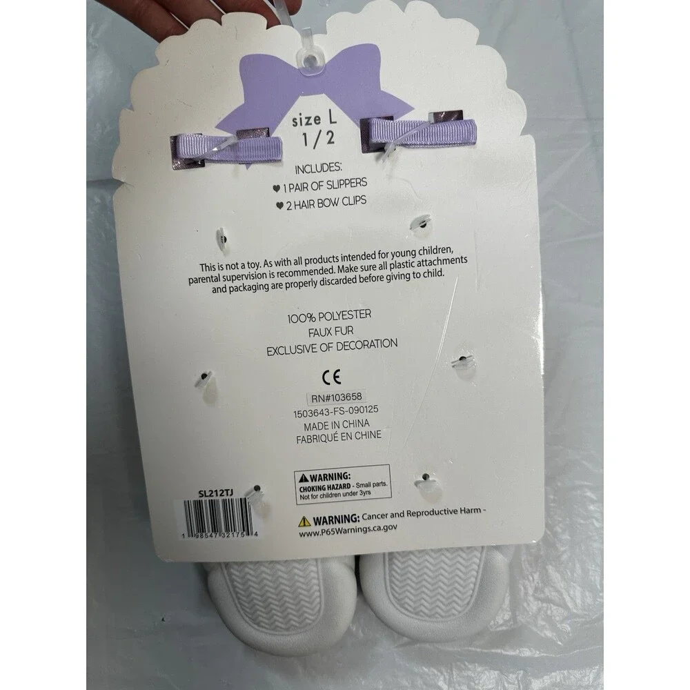 3 Piece Set Slippers, 2 Hair Bows Girl Size L 1/2